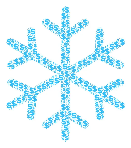 Collage de copos de nieve de dólar y puntos — Archivo Imágenes Vectoriales