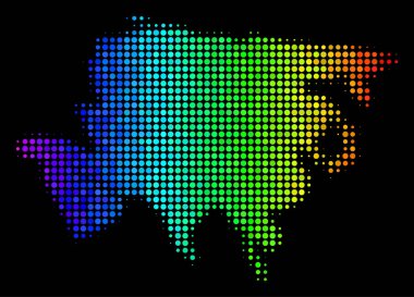 Gökkuşağı renkli nokta Asya harita