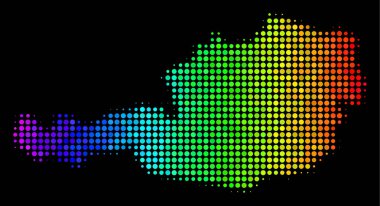 Spektral renkli noktalı Avusturya harita