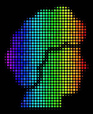 Gökkuşağı renkli piksel kadın profili simgesinin