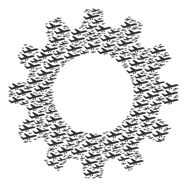Roue dentelle Mosaïque d'icônes Aiplane — Image vectorielle