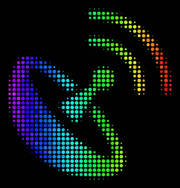Duha barevné Pixel prostor anténa ikona — Stockový vektor