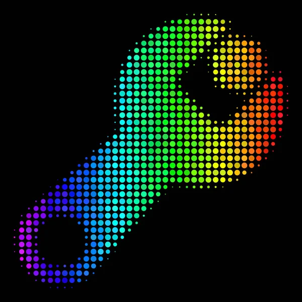 Regenboog gekleurde gestippelde moersleutelpictogram — Stockvector