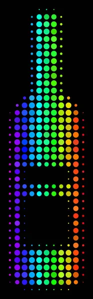 Icono de botella de vino de píxel de color arco iris — Vector de stock