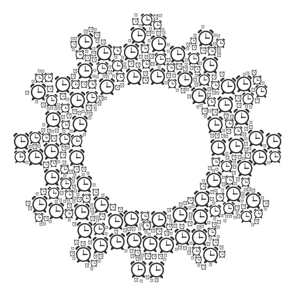 Composition de roue dentée des icônes d'alarme — Image vectorielle