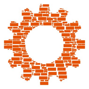 Dişli çark kolaj tuğla simgeler oluşturma