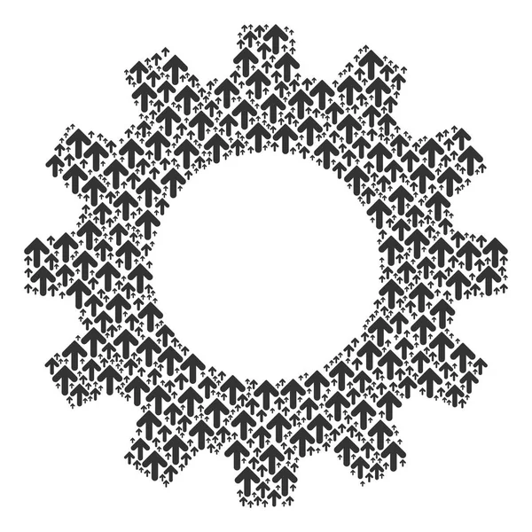 Cogwheel Composición de los iconos de flecha hacia arriba — Vector de stock