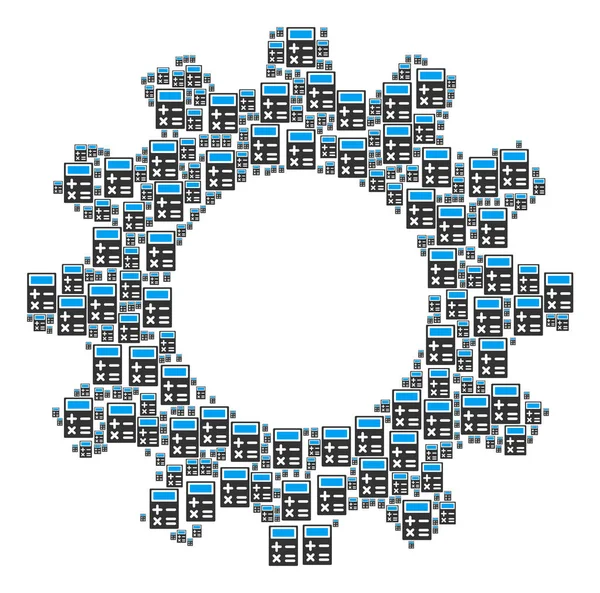 Composição Cogwheel de ícones de calculadora — Vetor de Stock