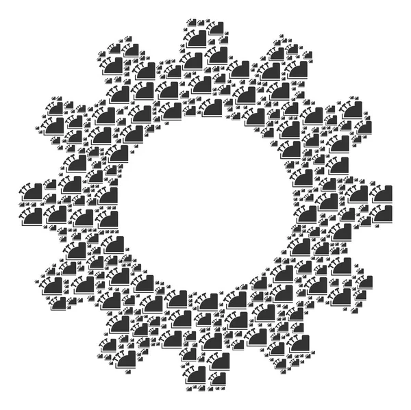 Gearwheel Composición de iconos de caja registradora — Vector de stock