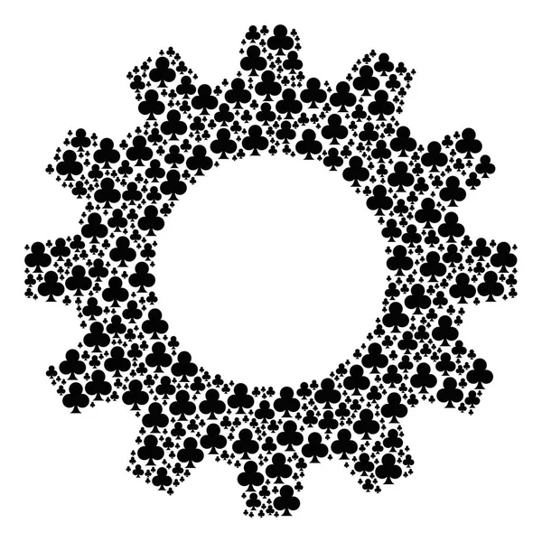 Colagem de roda de engrenagem de clubes Suit ícones — Vetor de Stock