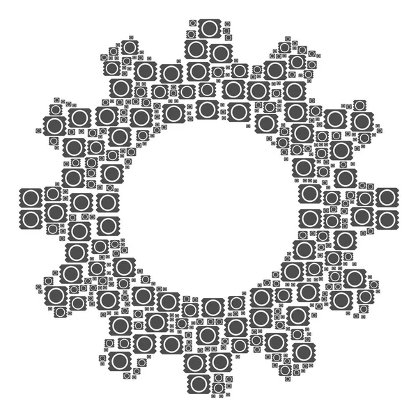 Composition de l'engrenage des icônes du paquet préservatif — Image vectorielle