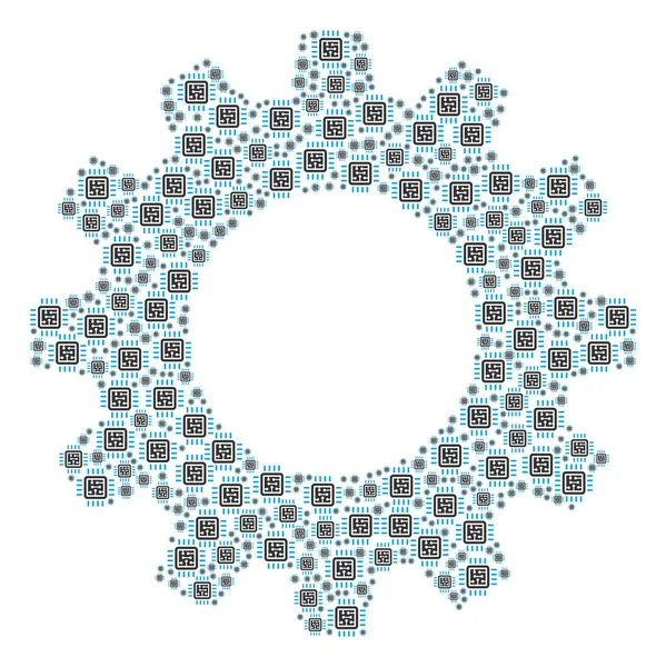 Composition de l'engrenage des icônes de circuit Cpu — Image vectorielle