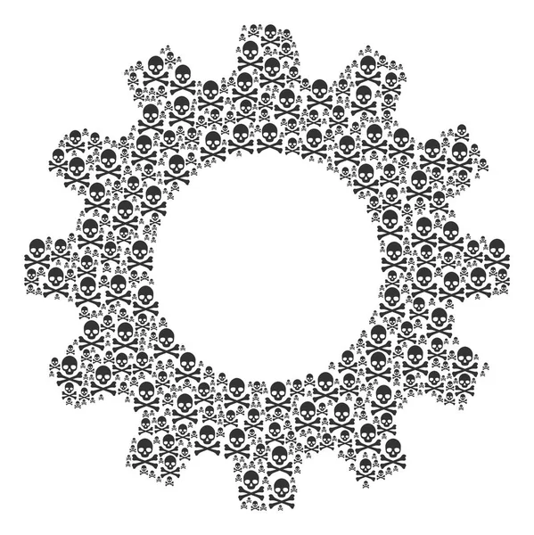Cogwheel κολάζ του θανάτου κρανίο εικόνες — Διανυσματικό Αρχείο