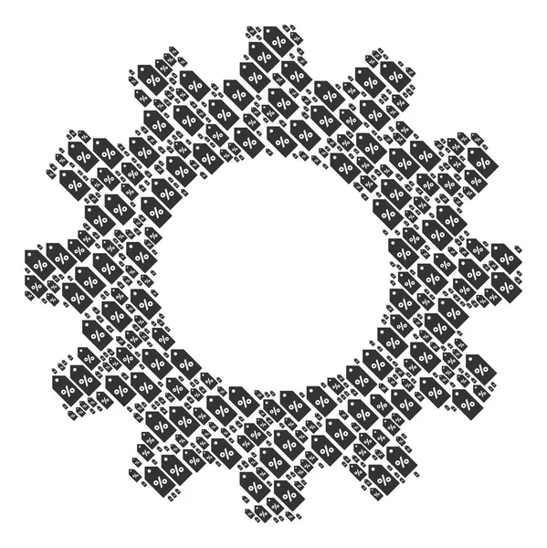 Gear Mosaico di Sconto Tag Icone — Vettoriale Stock