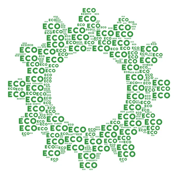 Cogwheel Mosaic of Eco Text Icons — Stock Vector