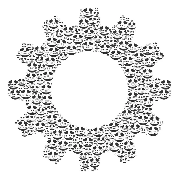 Cogwheel Collage de iconos de sonrisa embargados — Vector de stock