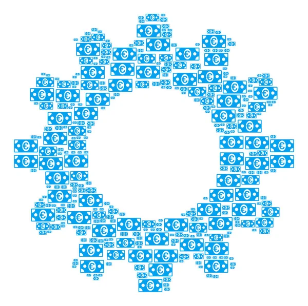 Rueda dentada Composición de los iconos del billete en euros — Archivo Imágenes Vectoriales