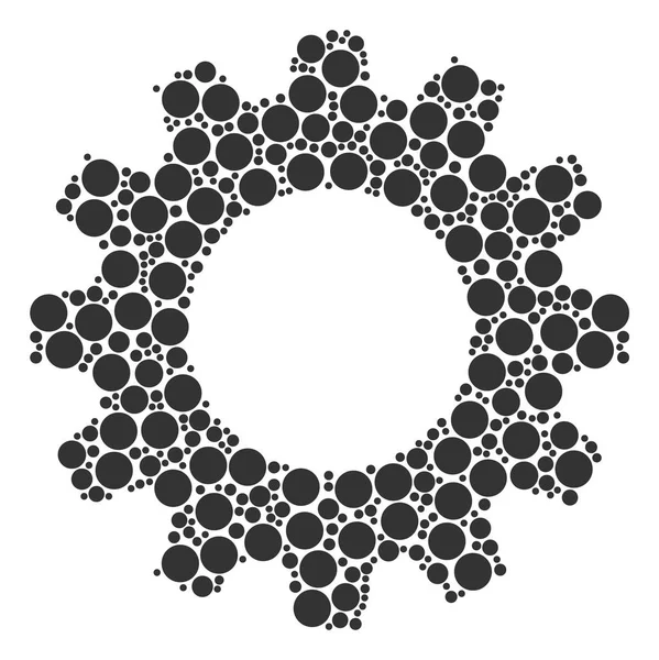 Cogwheel Mosaic of Filled Circle Icons — Stock Vector