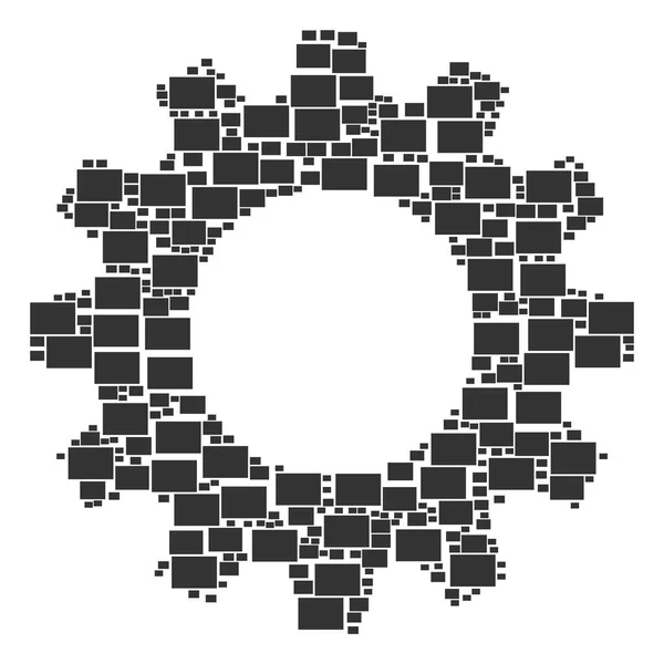 Gearwheel Collage de iconos de Rectange rellenos — Vector de stock