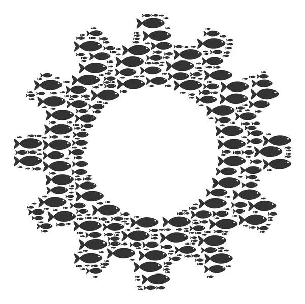 Cogwheel Composition des icônes de poisson — Image vectorielle
