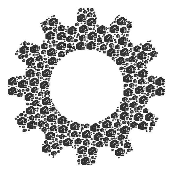 Cog Composition des icônes de poing — Image vectorielle