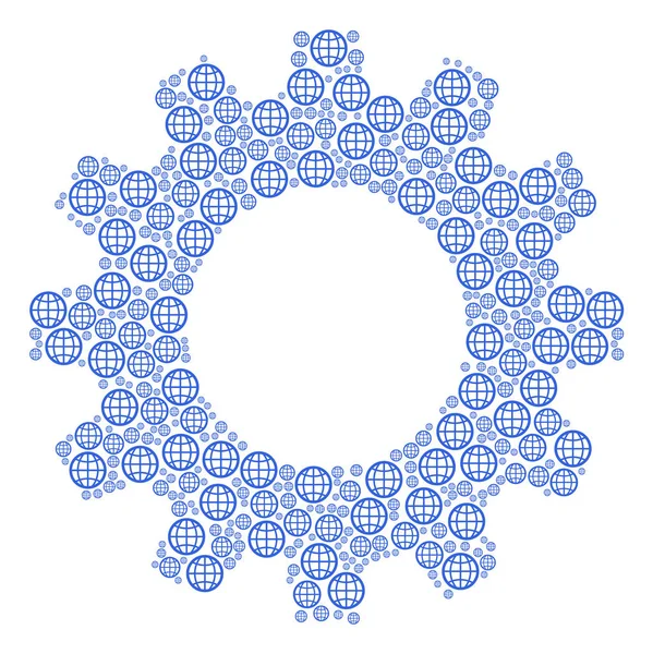 Mosaïque d'engrenages des icônes Globe — Image vectorielle