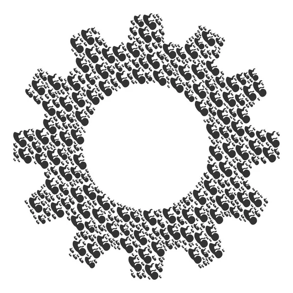 Composition des engrenages des icônes d'embryons humains — Image vectorielle