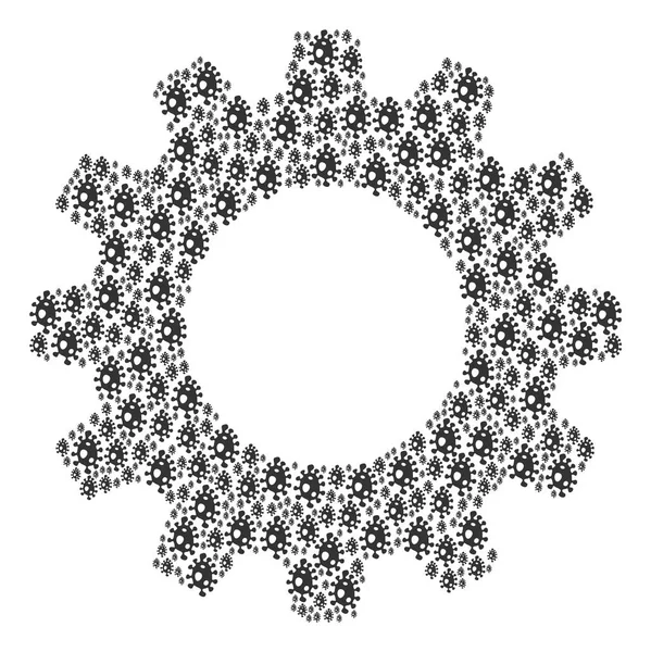 Gear Wheel Collage de iconos de células de infección — Archivo Imágenes Vectoriales