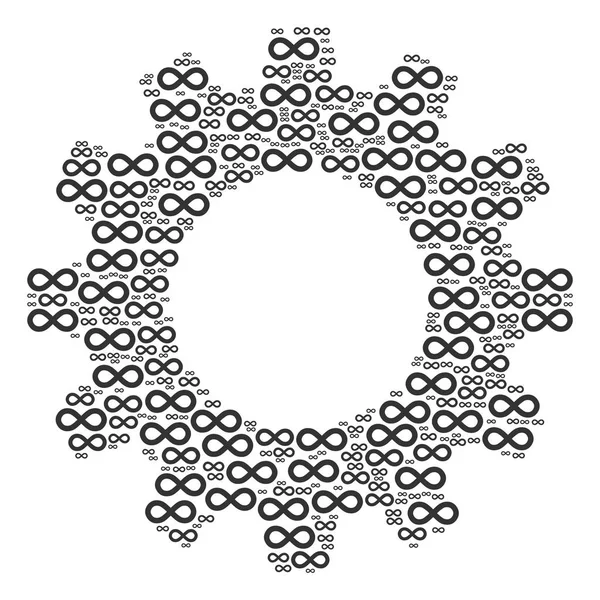 Gearwheel Composición de iconos del infinito — Vector de stock