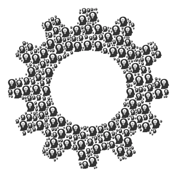 Cogwheel Mosaic of Intellect Bulb Icons — Stock Vector