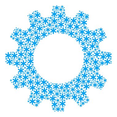 Dişli çark kolaj kar tanesi simgeler