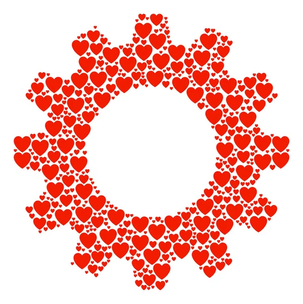 Cog Mosaico dell'amore Icone del cuore — Vettoriale Stock