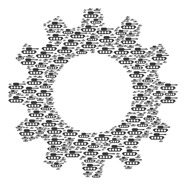 Roue de roue dentée Composition des icônes de réservoir militaire — Image vectorielle