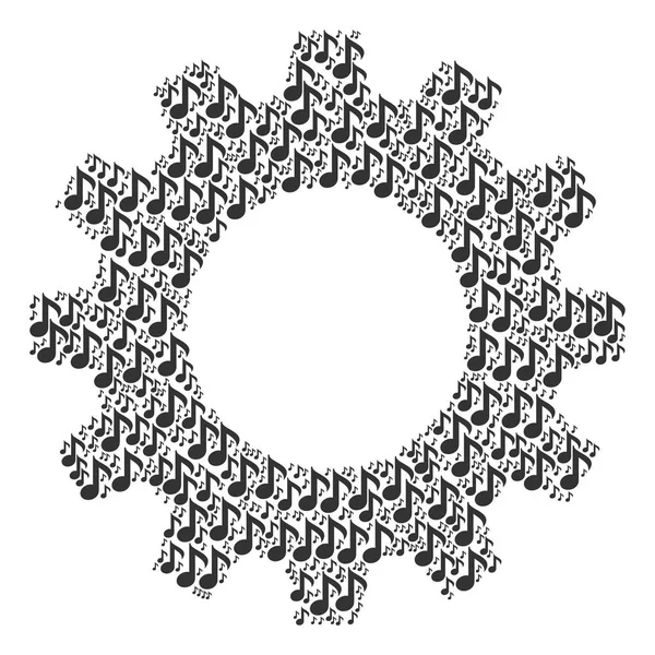 Zahnradmosaik aus Notensymbolen — Stockvektor