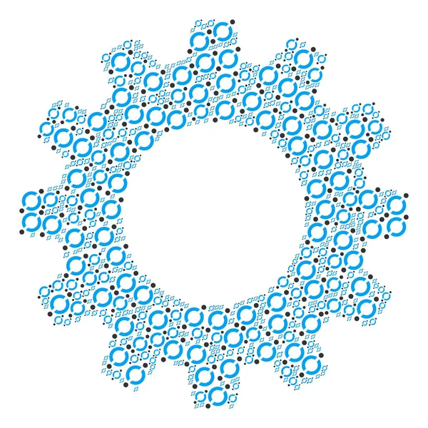 Colagem de roda de engrenagem de ícones de ligação de nó —  Vetores de Stock