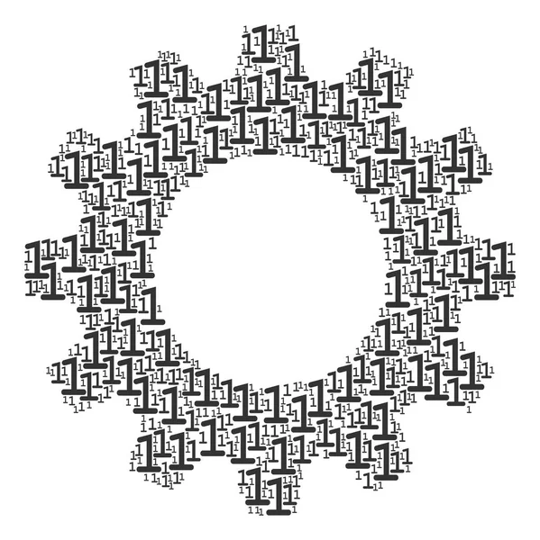 Gearwheel κολάζ από ένα ψηφίο εικονίδια — Διανυσματικό Αρχείο