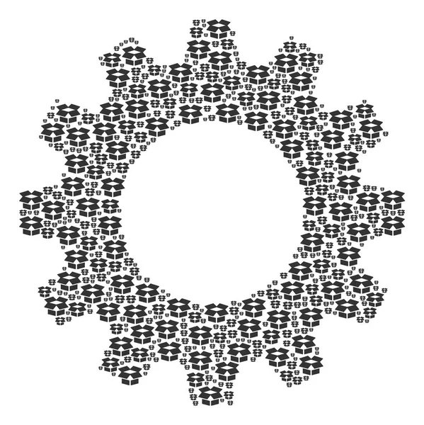 Cog Composition of Open Box Icons — Stock Vector