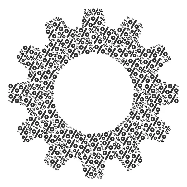 Composition des roues dentées des icônes en pourcentage — Image vectorielle