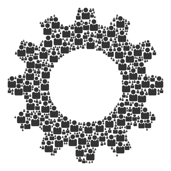 Kugghjulet mosaik av Person ikoner — Stock vektor