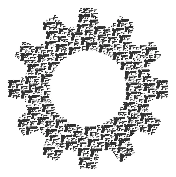 Gearwheel Mosaico de Pistola Pistola Iconos — Vector de stock