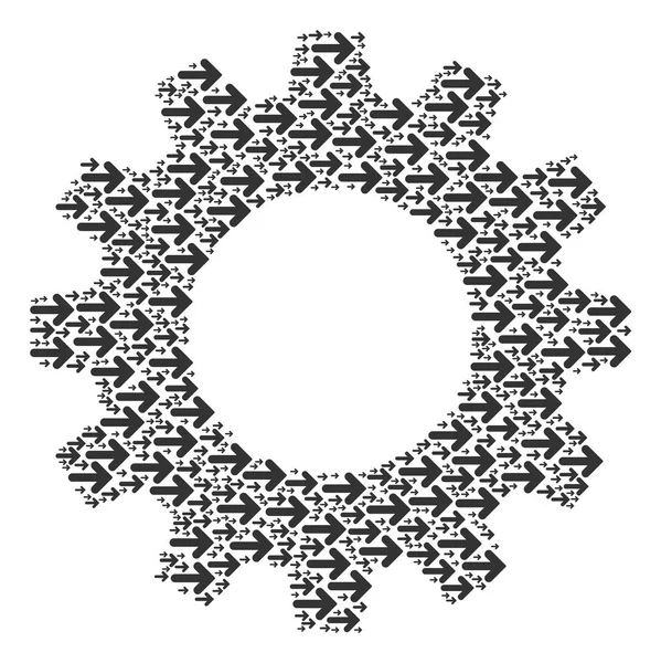 Zahnrad-Collage aus rechten Pfeil-Symbolen — Stockvektor