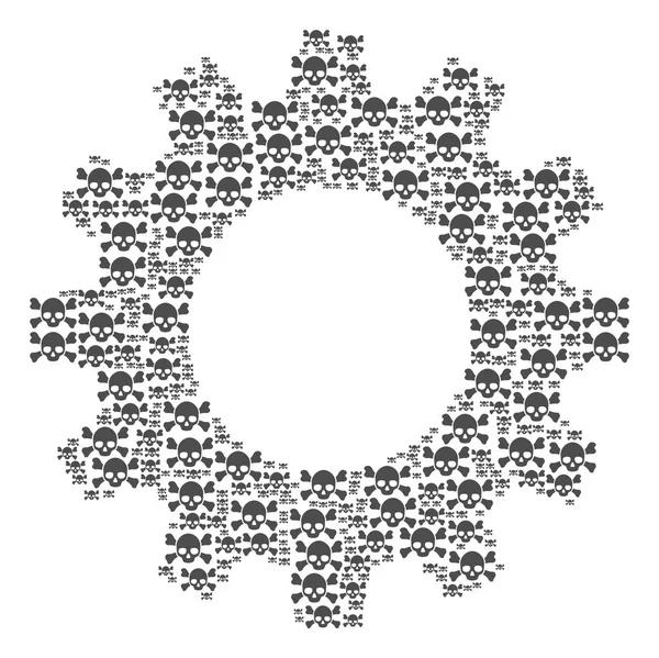 Gear mozaika lebka zkřížené hnáty ikon — Stockový vektor
