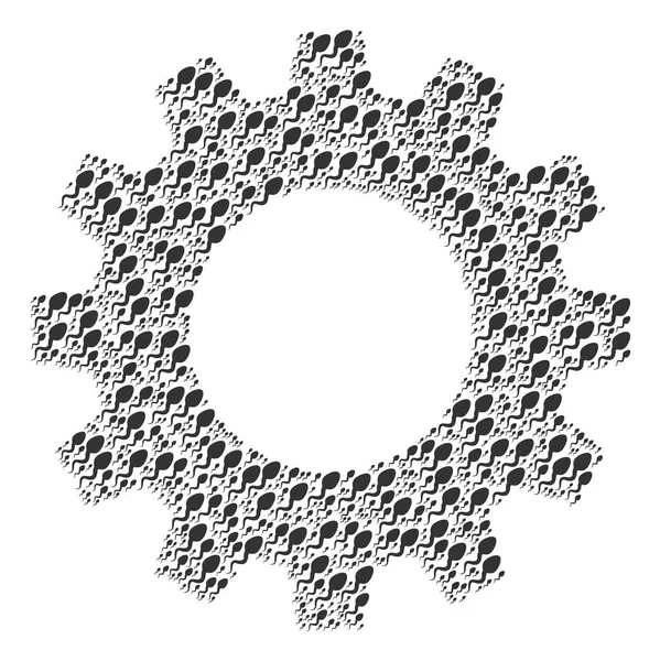 Collage d'engrenages d'icônes de spermatozoïdes — Image vectorielle