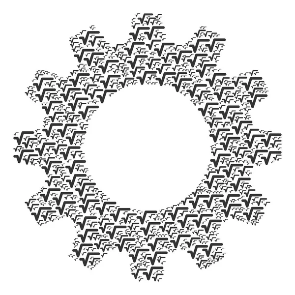 Gear Mosaic of Sqrt Icons — Stock Vector