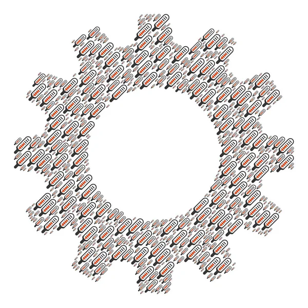 Collage ruota dentata delle icone del termometro — Vettoriale Stock