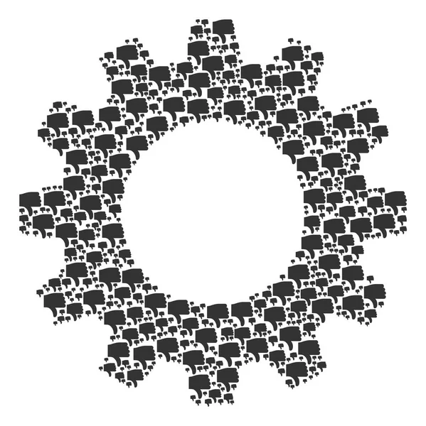 Composition de la roue dentée des icônes pouce vers le bas — Image vectorielle