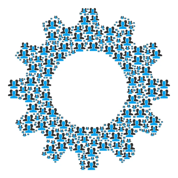 Cogwheel Collage de iconos de usuarios — Vector de stock