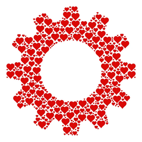 Cog Composición de los iconos del corazón de San Valentín — Vector de stock