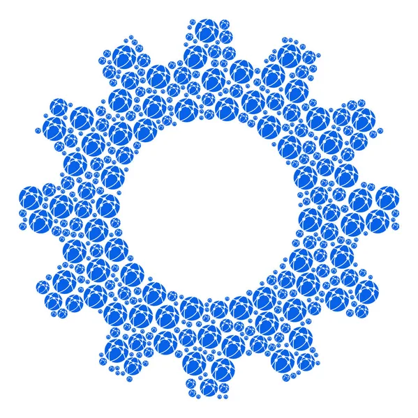 Gear Wheel Mosaico di icone del browser Web — Vettoriale Stock