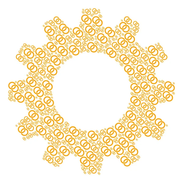 Roda de engrenagem Mosaico dos Anéis de casamento ícones — Vetor de Stock